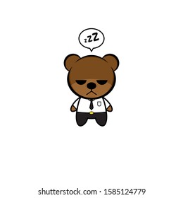 Mascot Vector Design - Bear Businessman with Sleeping Eye