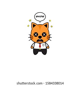 Mascot Vector Design - Cat Businessman with Confused