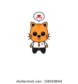 Mascot Vector Design - Cat Businessman with Tongue