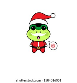 Mascot Vector Design with Cute Frog Santa Claus