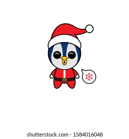 Mascot Vector Design with Cute Penguin Santa Claus