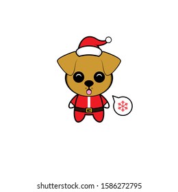 Mascot Vector Design - Dog Santa Claus Character