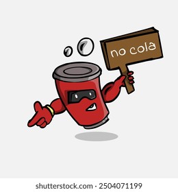 mascot vector design with a drink can holding a sign that says no cola