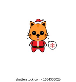 Mascot Vector Design - Merry Christmas Cat Santa Claus