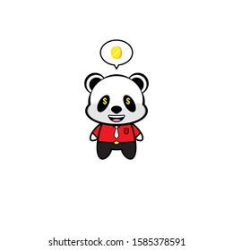 Mascot Vector Design - Panda Businessman with Gold Coin Eye