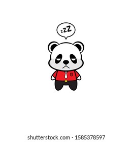 Mascot Vector Design - Panda Businessman with Sleeping Eye