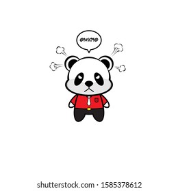 Mascot Vector Design - Panda Businessman with Angry Face