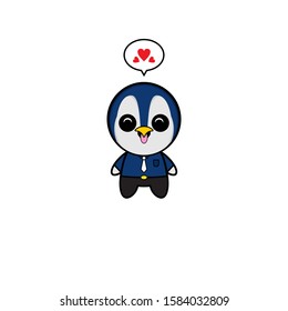 Mascot Vector Design - Penguin Businessman with Tongue