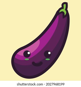 Mascot vector design of purple eggplant