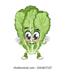 mascot vector illustration of cute mustard green character is excited