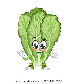 mascot vector illustration of cute mustard green character giving okay sign