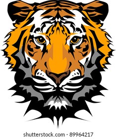 Mascot Vector Image of a Tiger Head with Whiskers