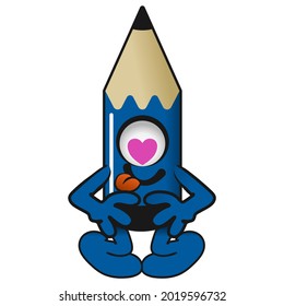 mascot vector of pencil character in love
