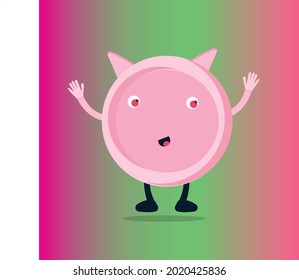 Mascot vector of a pink round doll in a standing position, intended for designers and companies