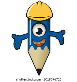 mascot vector of the project helmeted pencil character