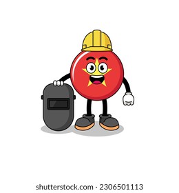 Mascot of vietnam flag as a welder , character design