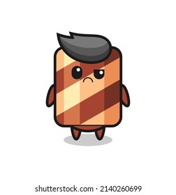 the mascot of the wafer roll with sceptical face , cute style design for t shirt, sticker, logo element