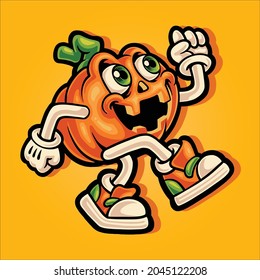 mascot of walking halloween pumpkin