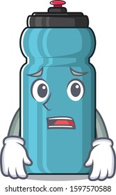 mascot of water bottle Scroll showing afraid look face