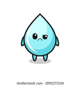 the mascot of the water drop with sceptical face , cute style design for t shirt, sticker, logo element