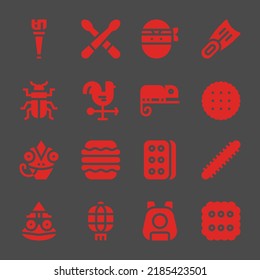 mascot web icons. Wooden leg and Drumsticks, Fins and Biscuit symbol, vector signs