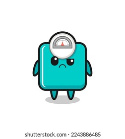 the mascot of the weight scale with sceptical face , cute style design for t shirt, sticker, logo element