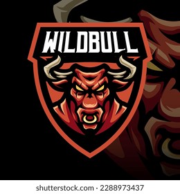 Mascot of Wild Bull that is suitable for e-sport gaming logo template