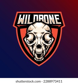 Mascot of wild cat skull that is suitable for e-sport gaming logo template