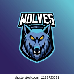 Mascot of wild wolf that is suitable for e-sport gaming logo template