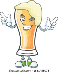Mascot a wink in the cartoon beer glass