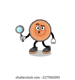 Mascot of wood trunk searching , character design