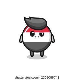 the mascot of the yemen flag badge with sceptical face , cute style design for t shirt, sticker, logo element