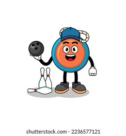 Mascot of yoyo as a bowling player , character design