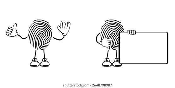 Mascotte finger print icon. Finger print id authentication. ID private information code. Finger prints scanning. scan or scanner for lock secure security logo. Digital fingerprint, identification.