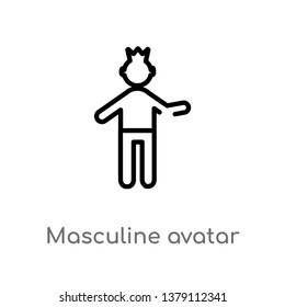 masculine avatar vector line icon. Simple element illustration. masculine avatar outline icon from people concept. Can be used for web and mobile