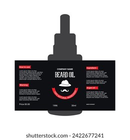 Masculine Beard Oil Label Design, Bottle label design. Package template design. Beard Oil Label design.