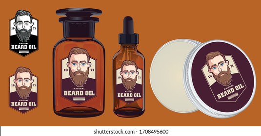 Masculine Beard Oil Label Logo