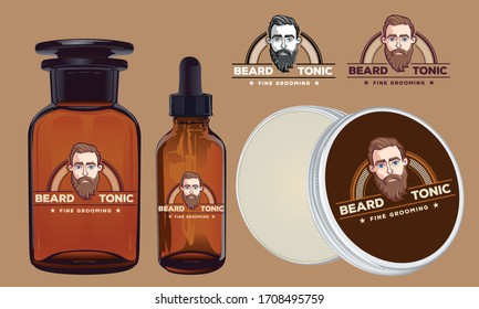 Masculine Beard Tonic Label Logo