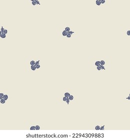 Masculine block print floral botanical vector pattern. Seamless sketchy flower organic style for rustic tile. 