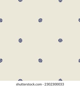 Masculine block print floral botanical vector pattern. Seamless sketchy flower organic style for rustic tile. 