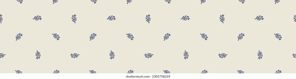 Masculine block print woodland tree vector ribbon. Seamless sketchy outdoor forest organic style for rustic washi tape. 