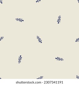Masculine block print woodland tree vector pattern. Seamless sketchy outdoor forest organic style for rustic tile. 