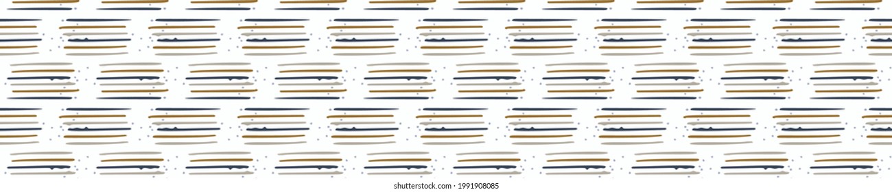 Patrón de borde sin fisuras de rayas rotas masculinas. Diseño de línea retro clásica para el borde de cinta de masking digital. Banner macho a rayas repetibles en vector.
