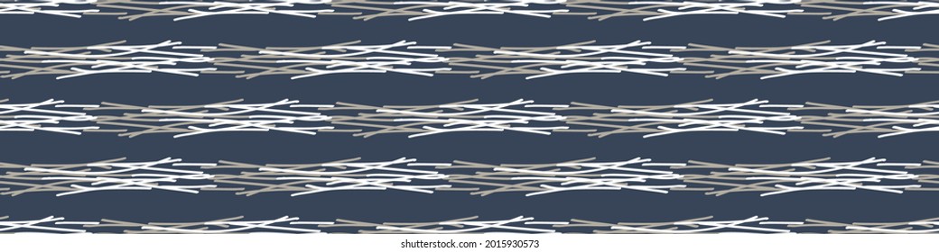 Masculine broken stripe seamless border pattern. Classic retro line design for digital masking tape edging. Repeatable striped male banner in vector.