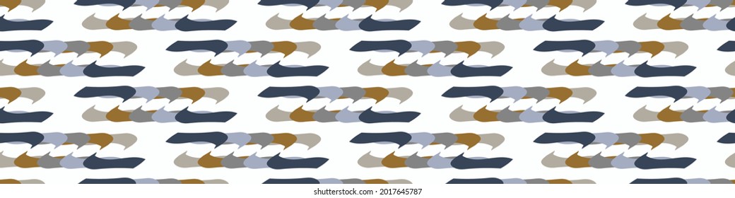 Masculine broken stripe seamless border pattern. Classic retro line design for digital masking tape edging. Repeatable striped male banner in vector.