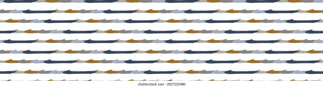 Masculine broken stripe seamless border pattern. Classic retro line design for digital masking tape edging. Repeatable striped male banner in vector.