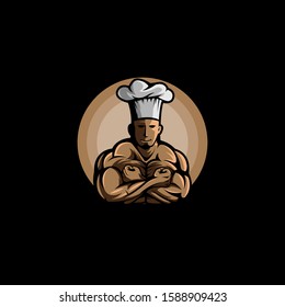 Masculine Chef Logo Vector Icon Illustration
