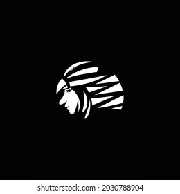 Masculine face and head eagle logo simple