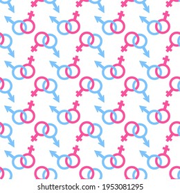 Masculina y femenina. Patrón transparente para texturas, textiles, envasado y fondos simples. Estilo plano.