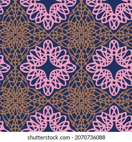 Masculine floral flourish seamless pattern. Simple shape for digital scrapbook paper and repeatable men gift wrap design in vector.